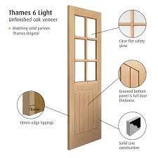 Thames 6 Light Oak Glazed Internal Door