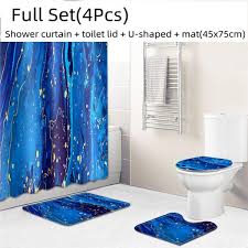 Shower Curtain Set With Non Slip Rugs
