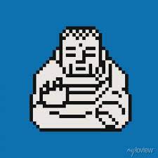 Buddha Icon Pixel Art Style Buddhist