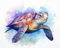 Sea Turtle Full World Watercolor Quick