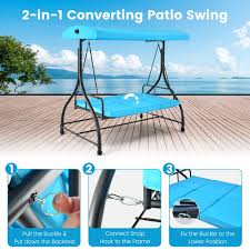 Adjustable Canopy Porch Swing Blue