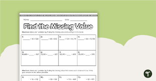 Missing Value Division Worksheet
