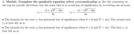 Matlab Complete The Quadratic