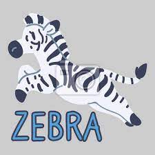 Adorable Cartoon Jumping Lineless Zebra