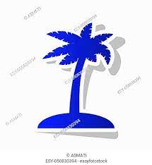 Coconut Palm Tree Sign Cmyk Icons On