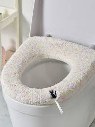 1pc Cat Embroidered Fuzzy Toilet Seat