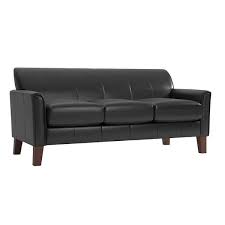 75 In Square Arm Faux Leather Modern Straight Brown Sofa
