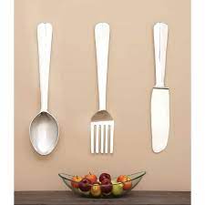 Aluminum Utensil Wall Sculpture Set Of 3