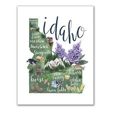 Idaho Art Print Or Canvas State Map