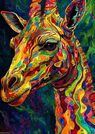 Colorful Giraffe Painting