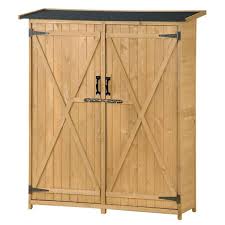 55 1 In W X 20 In D X 63 8 In H Natural Wood Outdoor Storage Cabinet Garden Shed With Waterproof Asphalt Roof