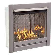 Duluth Forge Vent Free Stainless Outdoor Gas Fireplace Insert With Emerald Green Fire Glass Media 24 000 Btu