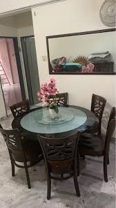6 Seater Round Dining Table With Glass