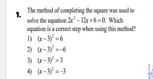 The Method Of Completing The Square Was
