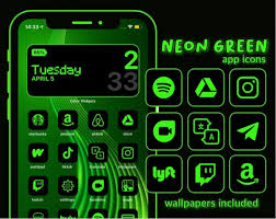 App Icons Green Neon Aesthetic Home