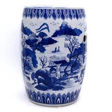 Blue Garden Landscape Ceramic Drum