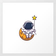 Astronaut Sitting Moon Icon
