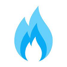 Gas Burner With Fire Blue Flame Icon