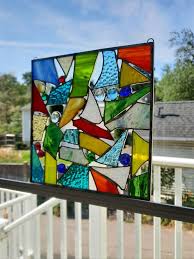 Abstract Hanging Stained Glass Panel