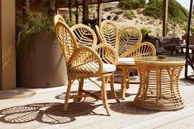 Wicker Rattan Chairs On Floating Bar