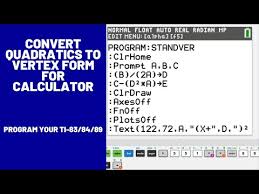 Vertex Form Converter For Ti 83