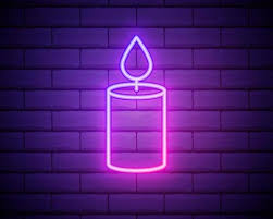 Glowing Neon Line Burning Candle Icon