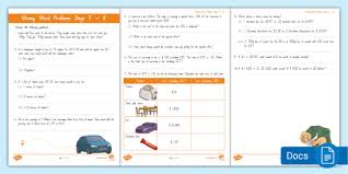 Stage 7 8 Money Word Problems Worksheet