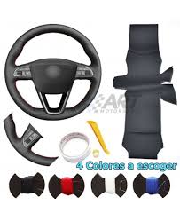 Black Leather Steering Wheel Cover For