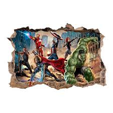 Wall Sticker Hole Avengers In The City