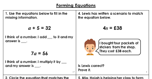Year 6 Forming Equations Lesson