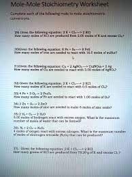 Mole Mole Stoichiometry Worksheet