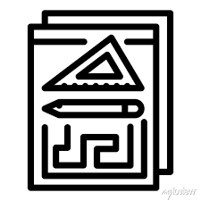 Engineer Drawing Plan Icon Outline