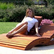 Curved Wooden Sun Lounger With A Smooth