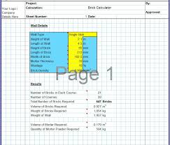 Brick Calculator Excel Spreadsheet