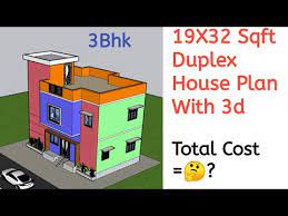 Duplex House Plan 32x19 With 3d Ll 1200