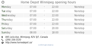 Home Depot Winnipeg Opening Hours 845