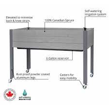 Self Watering Elevated Spruce Planter 21 X 47 X 32 H Casters Gray
