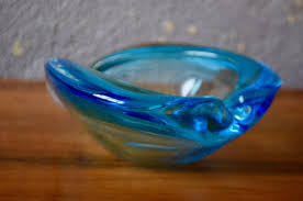 Blue Piriform Murano Glass Ashtray For