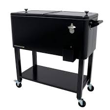 Permasteel 80 Qt Black Outdoor Patio Cooler With Removable Basin