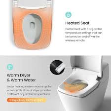 Vovo Stylement Tankless Smart One Piece Bidet Toilet Square In White Auto Flush Heated Seat