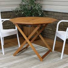 Sunnydaze Meranti Wood Octagon Outdoor Folding Patio Table