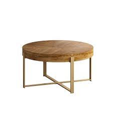 Fir Wood Table Top And Gold Metal Legs