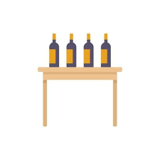 Wine Bottles On Table Icon Flat Style