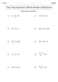 Two Step Equations Worksheets Math Monks