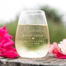 Engraved Wedding Stemless Wine Glasses