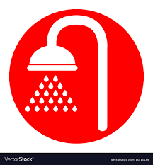 Shower Sign White Icon In Red Circle