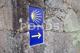 Camino De Santiago Sign Tiles On Stone