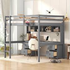 Full Loft Bed W Desk Cabinets