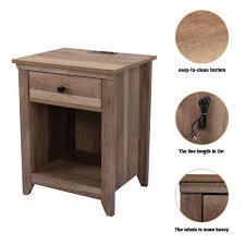 Farmhouse Nightstand Bedside Table With