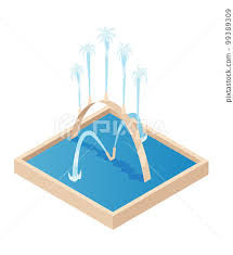 Isometric Fountain Icon For Outdoor